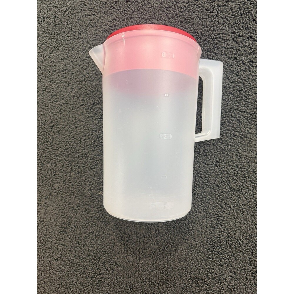 Vintage Rubbermaid Pitcher Clear w Ice‑Guard Red Lid 1 Gal  Pitcher Made In USA